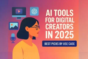 Illustration representing top AI tools for digital creators in 2025